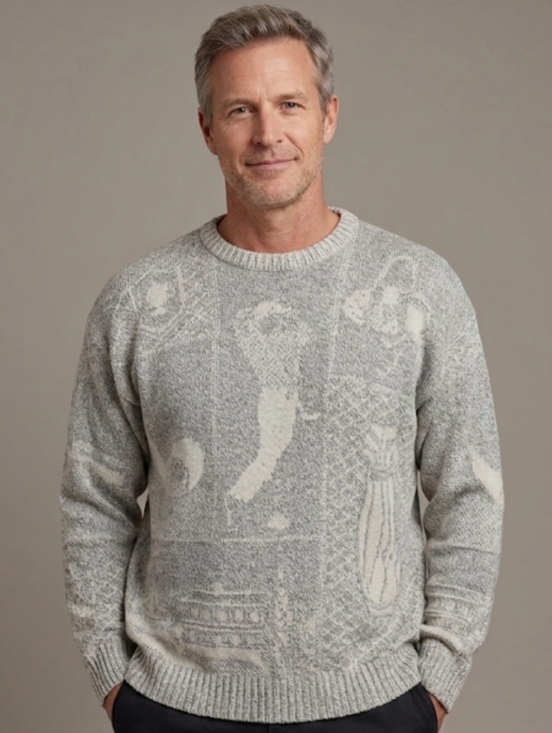 Winona Other - Vintage Winona Grandpacore Gray Golf Knit Novelty Sweater Men's Size XL
